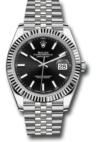 Rolex Datejust 126334 Steel and White Gold Rolesor 41 Fluted Bezel - Black Index Dial - Jubilee Bracelet - bkij