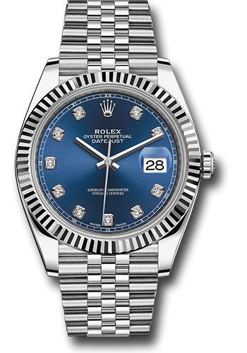 Rolex Datejust 126334 Steel and White Gold Rolesor 41 Fluted Bezel - Blue Diamond Dial - Jubilee Bracelet - bldj Main image