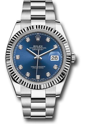 Rolex Datejust 126334 Steel and White Gold Rolesor 41 Fluted Bezel - Blue Diamond Dial - Oyster Bracelet - bldo