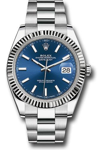 Rolex Datejust 126334 Steel and White Gold Rolesor 41 Fluted Bezel - Blue Index Dial - Oyster Bracelet - blio