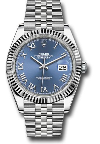 Rolex Datejust 126334 Steel and White Gold Rolesor 41 Fluted Bezel - Blue Roman Dial - Jubilee Bracelet - blrj Main image