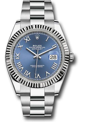 Rolex Datejust 126334 Steel and White Gold Rolesor 41 Fluted Bezel - Blue Roman Dial - Oyster Bracelet - blro Main image