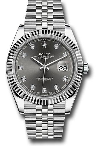 Rolex Datejust 126334 Steel and White Gold Rolesor 41 Fluted Bezel - Dark Rhodium Diamond Dial - Jubilee Bracelet - dkrdj Main image