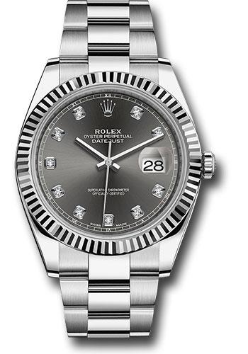 Rolex Datejust 126334 Steel and White Gold Rolesor 41 Fluted Bezel - Dark Rhodium Diamond Dial - Oyster Bracelet - dkrdo Main image