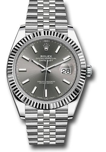 Rolex Datejust 126334 Steel and White Gold Rolesor 41 Fluted Bezel - Dark Rhodium Index Dial - Jubilee Bracelet - dkrij
