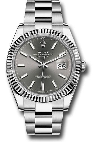 Rolex Datejust 126334 Steel and White Gold Rolesor 41 Fluted Bezel - Dark Rhodium Index Dial - Oyster Bracelet - dkrio