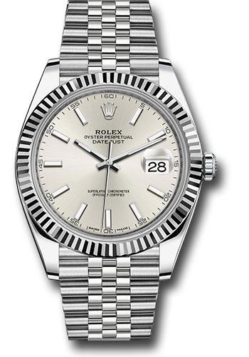 Rolex Datejust 126334 Steel and White Gold Rolesor 41 Fluted Bezel - Silver Index Dial - Jubilee Bracelet - sij