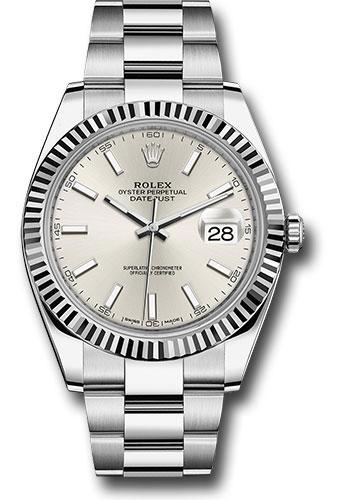 Rolex Datejust 126334 Steel and White Gold Rolesor 41 Fluted Bezel - Silver Index Dial - Oyster Bracelet - sio