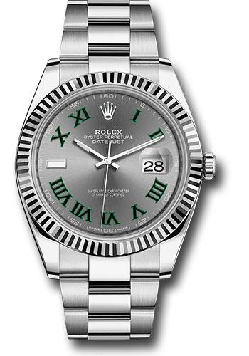 Rolex Datejust 126334 Steel and White Gold Rolesor 41 Fluted Bezel - Slate Green Roman Dial - Oyster Bracelet - slgro