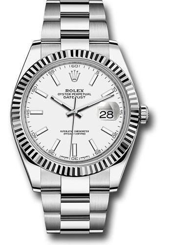Rolex Datejust 126334 Steel and White Gold Rolesor 41 Fluted Bezel - White Index Dial - Oyster Bracelet - wio