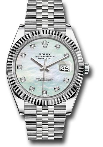 Rolex Datejust 126334 Steel and White Gold Rolesor 41 Fluted Bezel - White Mother-Of-Pearl Diamond Dial - Jubilee Bracelet - wmdj Main image
