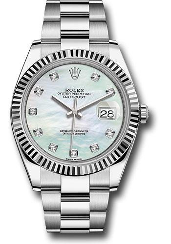 Rolex Datejust 126334 Steel and White Gold Rolesor 41 Fluted Bezel - White Mother-Of-Pearl Diamond Dial - Oyster Bracelet - wmdo Main image