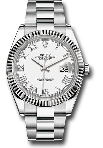 Rolex Datejust 126334 Steel and White Gold Rolesor 41 Fluted Bezel - White Roman Dial - Oyster Bracelet - wro Main image