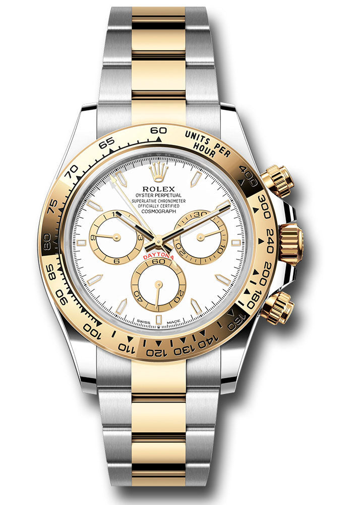 Rolex Cosmograph Daytona 126503 Yellow Rolesor Fixed Bezel - White Index Dial - Oyster Bracelet - wio