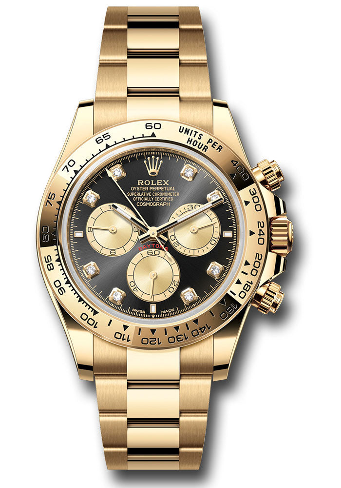 Rolex Cosmograph Daytona 126508 Yellow Gold Fixed Bezel - Black And Golden Diamond Dial - Oyster Bracelet - bkchdo