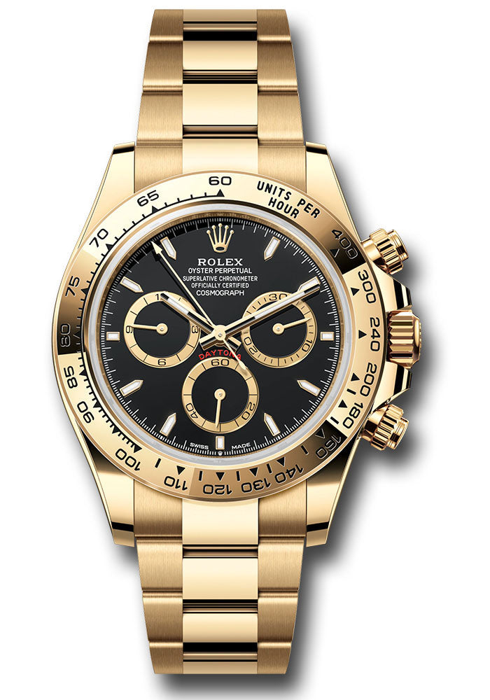 Rolex Cosmograph Daytona 126508 Yellow Gold Fixed Bezel - Black Index Dial - Oyster Bracelet - bkio