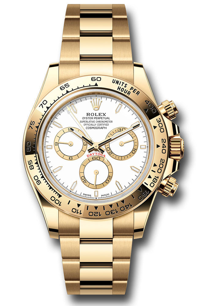 Rolex Cosmograph Daytona 126508 Yellow Gold Fixed Bezel - White Index Dial - Oyster Bracelet - wio