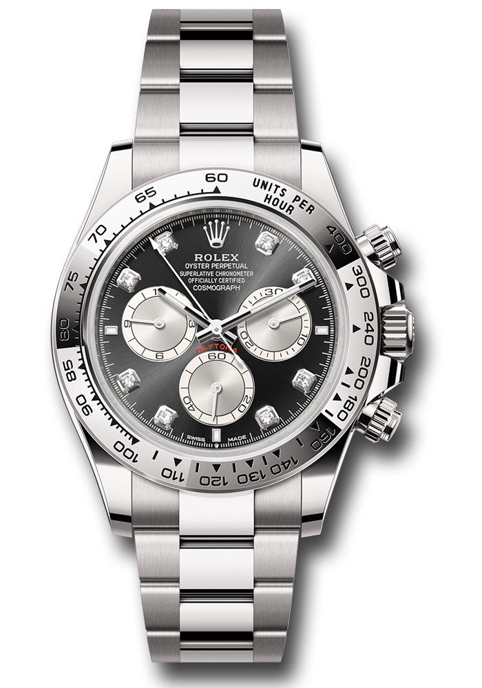 Rolex Cosmograph Daytona 126509 White Gold Fixed Bezel - Black And Steel Diamond Dial - Oyster Bracelet - bkstdo
