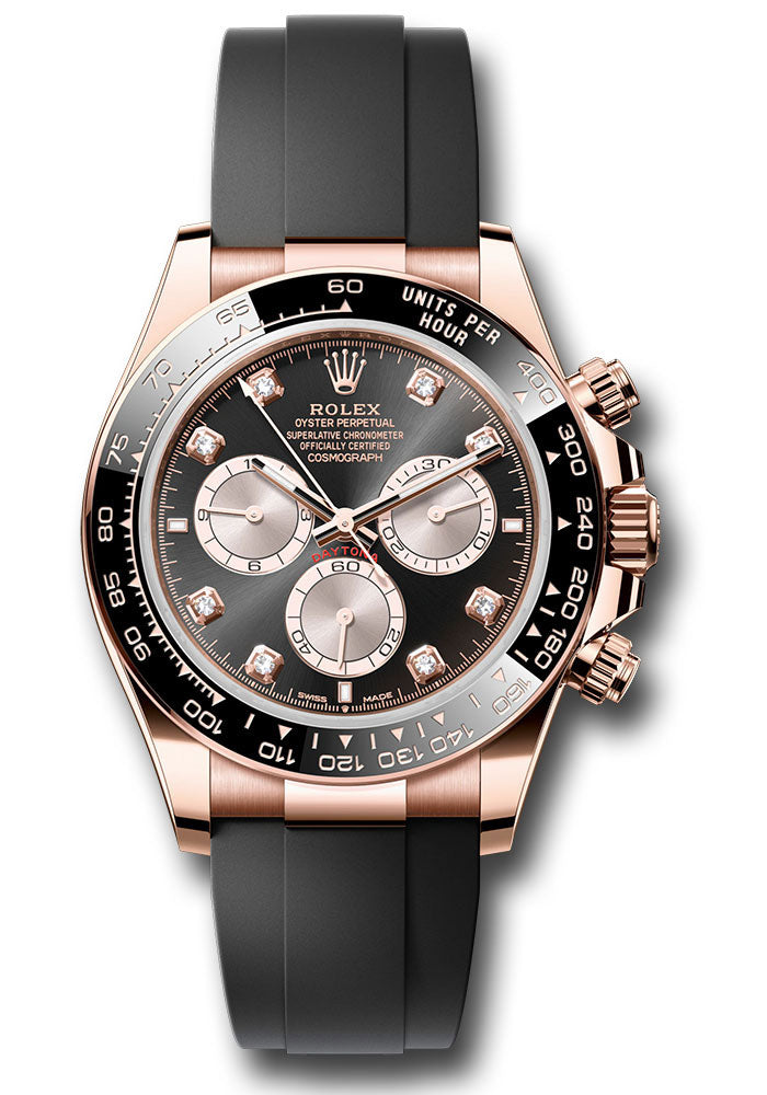 Rolex Cosmograph Daytona 126515LN Everose Gold Black Cerachrom Bezel - Black And Sundust Diamond Dial - Oysterflex Strap - bksudof
