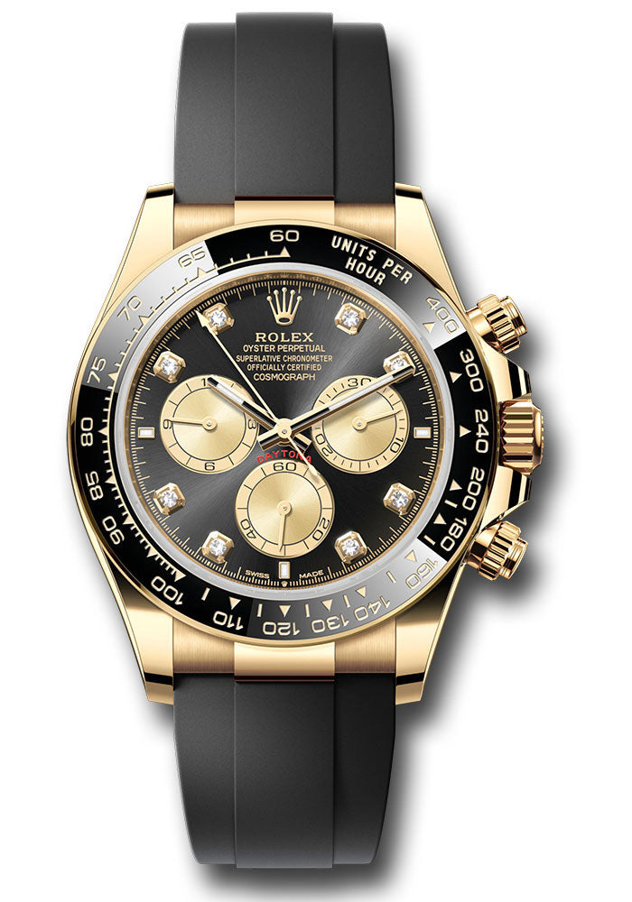 Rolex Cosmograph Daytona 126518LN Yellow Gold Black Cerachrom Bezel - Black And Golden Diamond Dial - Oysterflex Strap - bkchdof