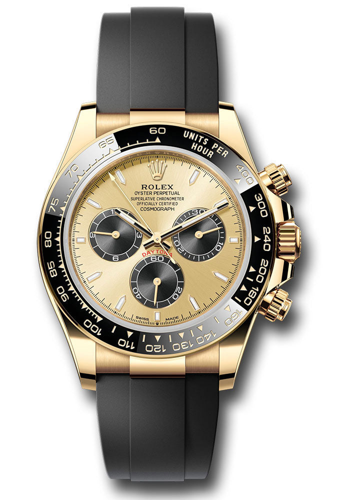 Rolex Cosmograph Daytona 126518LN Yellow Gold Black Cerachrom Bezel - Golden And Black Index Dial - Oysterflex Strap - chbkiof