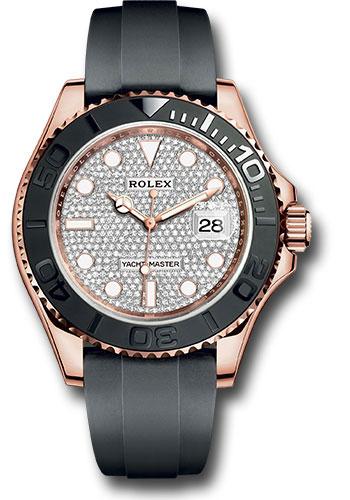 Rolex Yacht-Master 126655DP Everose Gold 40 Diamond Paved Dial - Oysterflex Strap