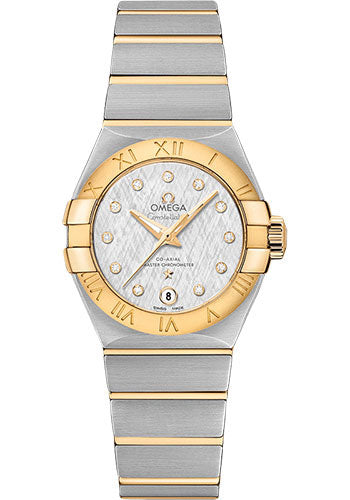 Omega Constellation 127.20.27.20.52.002 Co-Axial Master Chronometer 27mm Steel And Yellow Gold Case - White -Silvery Diamond Dial - Brushed Steel Bracelet