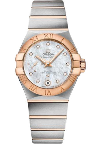 Omega Constellation 127.20.27.20.55.001 Co-Axial Master CHRONOMETER Small Seconds Petite Seconde 27mm Steel And Red Gold Case - White Mother-Of-Pearl Diamond Dial Main image