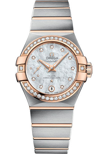 Omega Constellation 127.25.27.20.55.001 Co-Axial Master CHRONOMETER Small Seconds Petite Seconde 27mm Steel And Red Gold Case - White Mother-Of-Pearl Diamond Dial