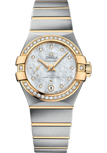 Omega Constellation 127.25.27.20.55.002 Co-Axial Master CHRONOMETER Small Seconds Petite Seconde 27mm Steel And Yellow Gold Case - White Mother-Of-Pearl Diamond Dial Main image