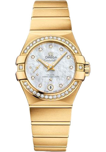 Omega Constellation 127.55.27.20.55.002 Co-Axial Master CHRONOMETER Small Seconds Petite Seconde 27mm Yellow Gold Case - White Mother-Of-Pearl Diamond Dial Main image