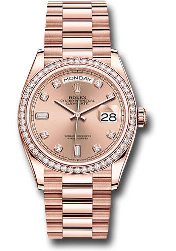 Rolex Day-Date 128345RBR Everose Gold 36 Diamond Bezel - Rose Diamond Dial - President Bracelet - rodp Main image