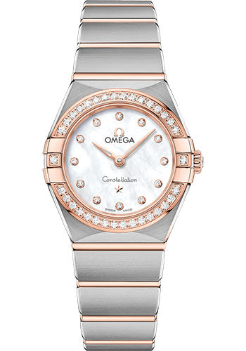 Omega Constellation 131.25.25.60.55.001 Manhattan Quartz 25mm Steel And Sedna Gold Case - Diamond-Paved Bezel - Mother-Of-Pearl Diamond Dial
