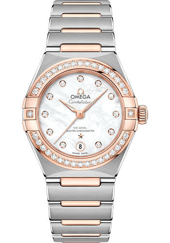 Omega Constellation 131.25.29.20.55.001 Manhattan Co-Axial Master Chronometer 29mm Steel And Sedna Gold Case - Diamond-Paved Bezel - Mother-Of-Pearl Diamond Dial