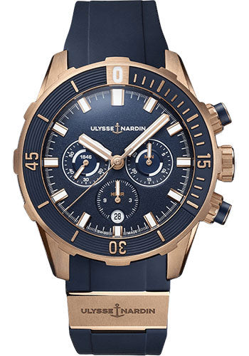 Ulysse Nardin Diver Chronograph 44mm - Rose Gold Case - Blue Dial - Rubber Strap Main image