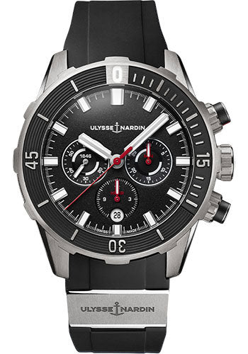 Ulysse Nardin Diver Chronograph 44mm - Titanium Case - Black Dial - Rubber Strap