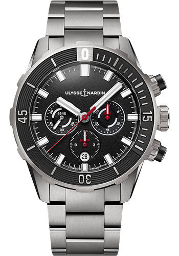 Ulysse Nardin Diver Chronograph 44mm - Titanium Case - Black Dial - Steel Bracelet Main image