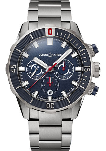 Ulysse Nardin Diver Chronograph 44mm - Titanium Case - Blue Dial - Steel Bracelet
