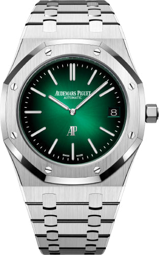 Audemars Piguet Royal Oak 15202PT.OO.1240PT.01 "Jumbo Extra-Thin" 39mm Platinum Green Dial Bracelet