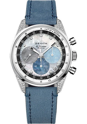 Zenith 16.3200.3600/02.C907 Chronomaster Original Steel - Mother-Of-Pearl : 4 Different Colors Of Mop Dial - Leather Strap Main image