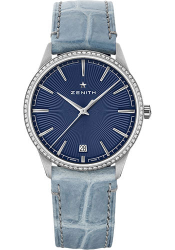Zenith 16.3200.670/02.C832 Elite Classic Steel - Diamond Bezel - Blue Dial - Blue Jean Alligator Strap Main image