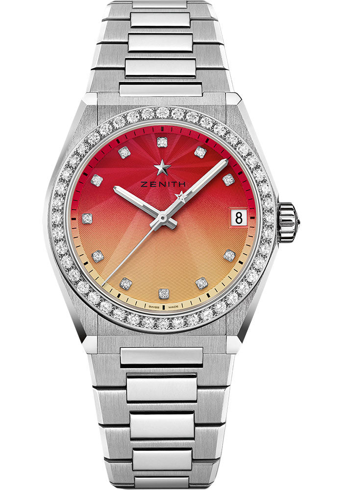 Zenith 16.9200.670/33.MI001 Defy Midnight Sunset 36mm Steel Case - Red To Yellow Gradient & GuillochŽ Dial - Steel Bracelet Main image