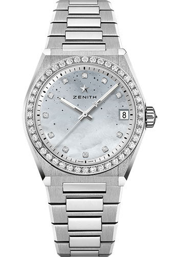 Zenith 16.9200.670/03.MI001 Defy Midnight Steel - Diamond Bezel - Gradient Mother Of Pearl Dial - Metal Bracelet