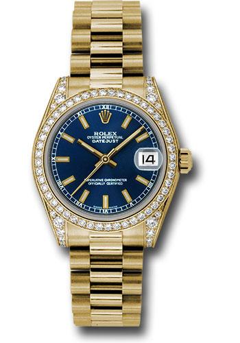Rolex Datejust 178158 Yellow Gold 31 48 Diamond Bezel - Blue Index Dial - President Bracelet - blip Main image