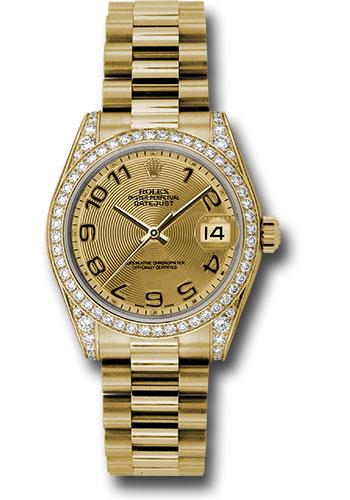 Rolex Datejust 178158 Yellow Gold 31 48 Diamond Bezel - Champagne Concentric Circle Arabic Dial - President Bracelet - chcap Main image