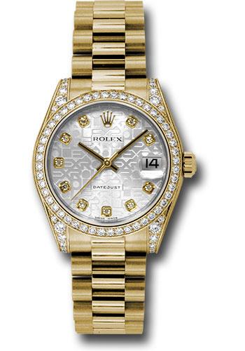 Rolex Datejust 178158 Yellow Gold 31 48 Diamond Bezel - Silver Jubilee Diamond Dial - President Bracelet - sjdp