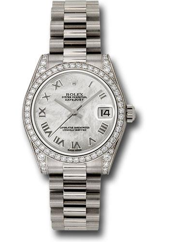 Rolex Datejust 178159 White Gold 31 48 Diamond Bezel - Mother-Of-Pearl Roman Dial - President Bracelet - mrp