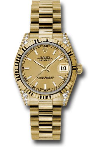 Rolex Datejust 178238 Yellow Gold 31 Fluted Bezel - Champagne Index Dial - President Bracelet - chip Main image