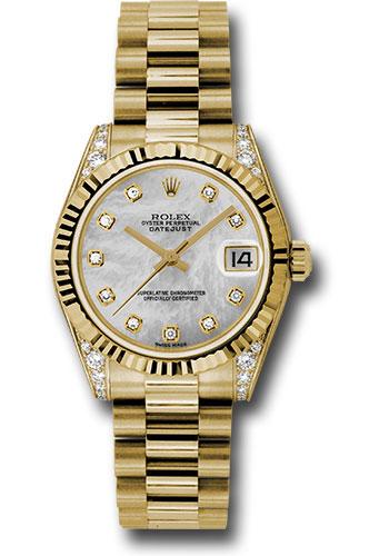 Rolex Datejust 178238 Yellow Gold 31 Fluted Bezel - Mother-Of-Pearl Diamond Dial - President Bracelet - mdp Main image