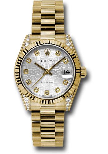 Rolex Datejust 178238 Yellow Gold 31 Fluted Bezel - Silver Jubilee Diamond Dial - President Bracelet - sjdp
